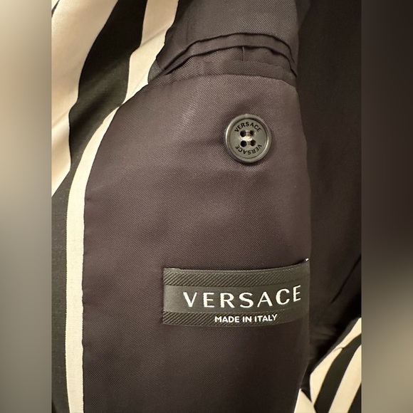 Brand new Versace men’s jacket black and white striped 54 size - Picture 3 of 10